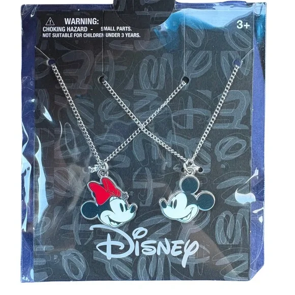 Disney Mickey and Minnie Mouse Silver and Red Necklace Set - Picture 1 of 4